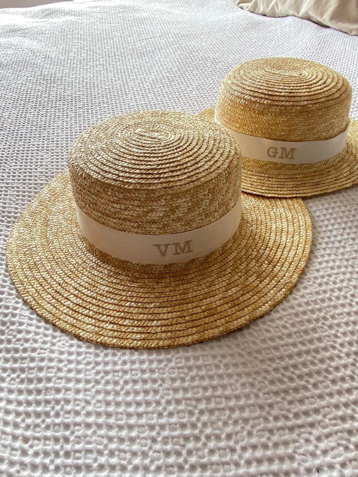 Bonita's Personalised Child Boater - Cream Ribbon