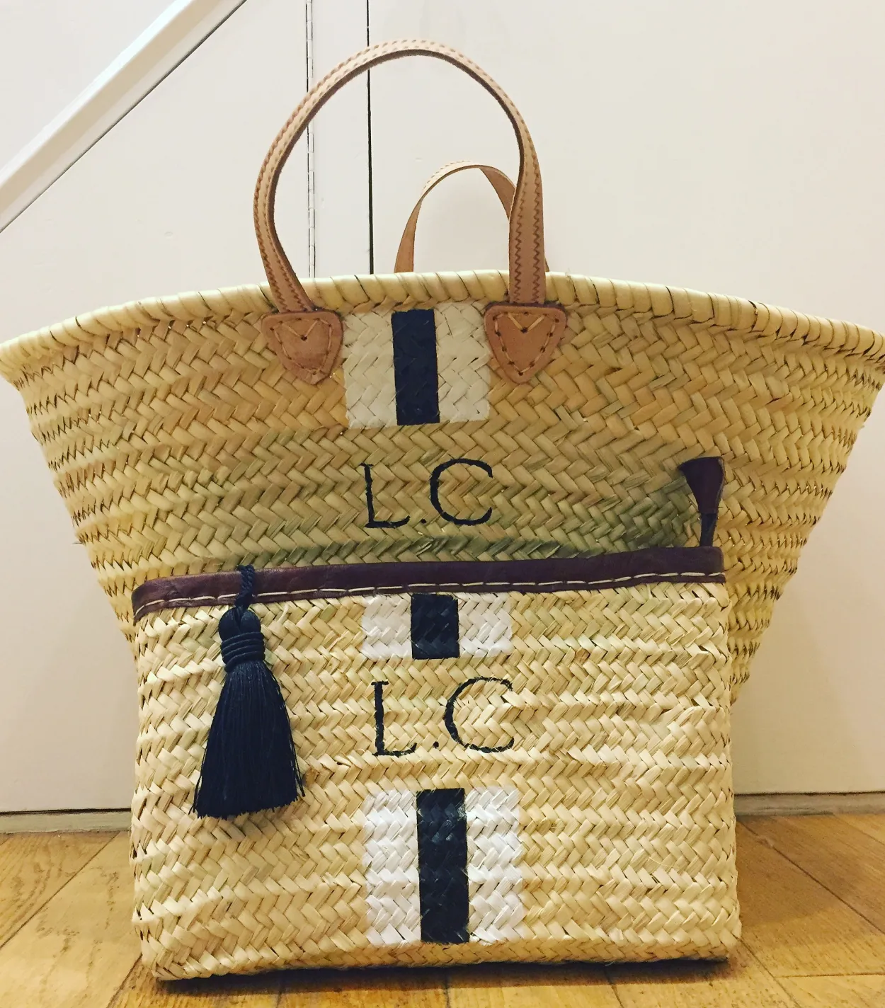 Bonita's Personalised Palm Leaf Clutch - Stripes