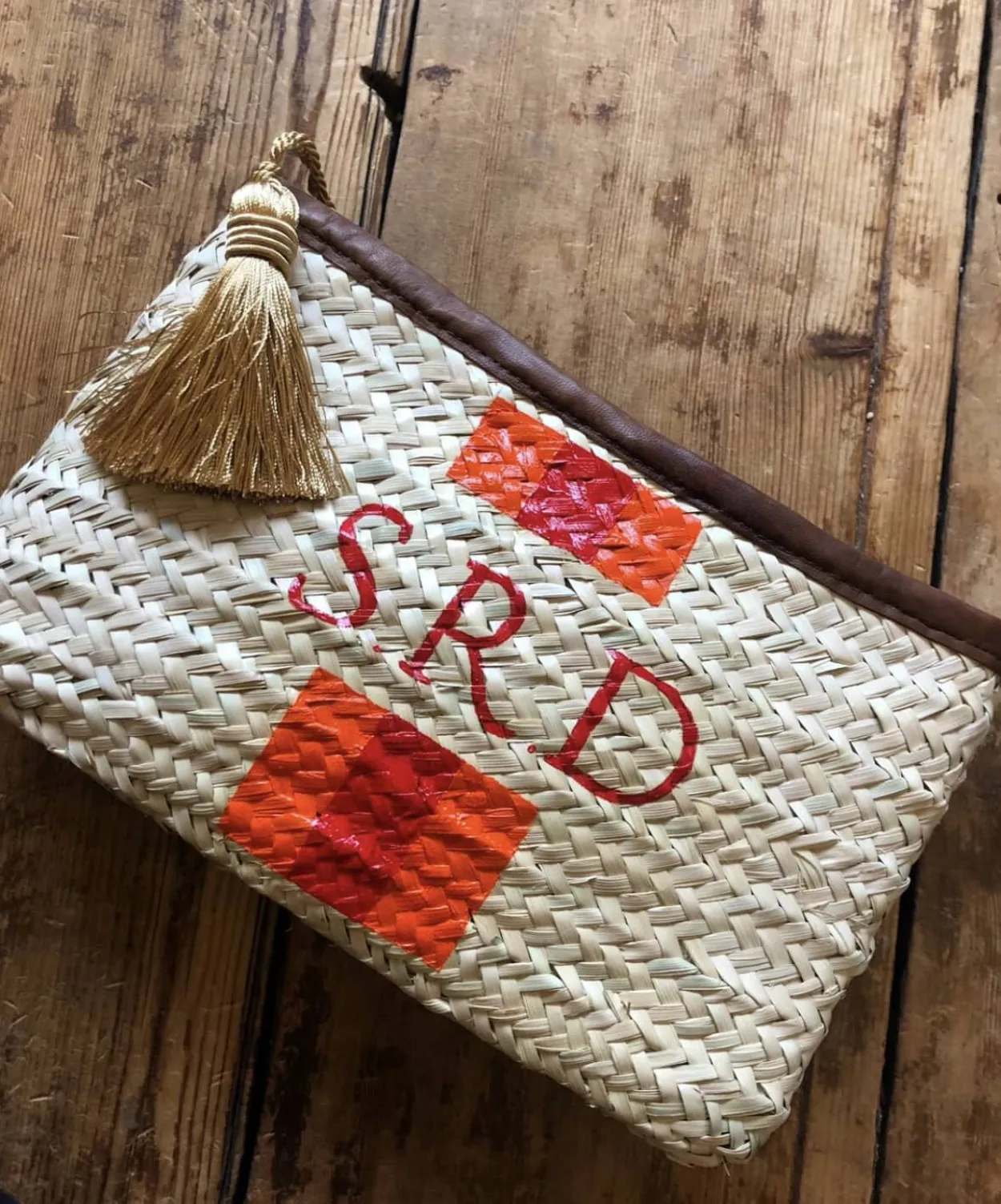 Bonita's Personalised Palm Leaf Clutch - Stripes