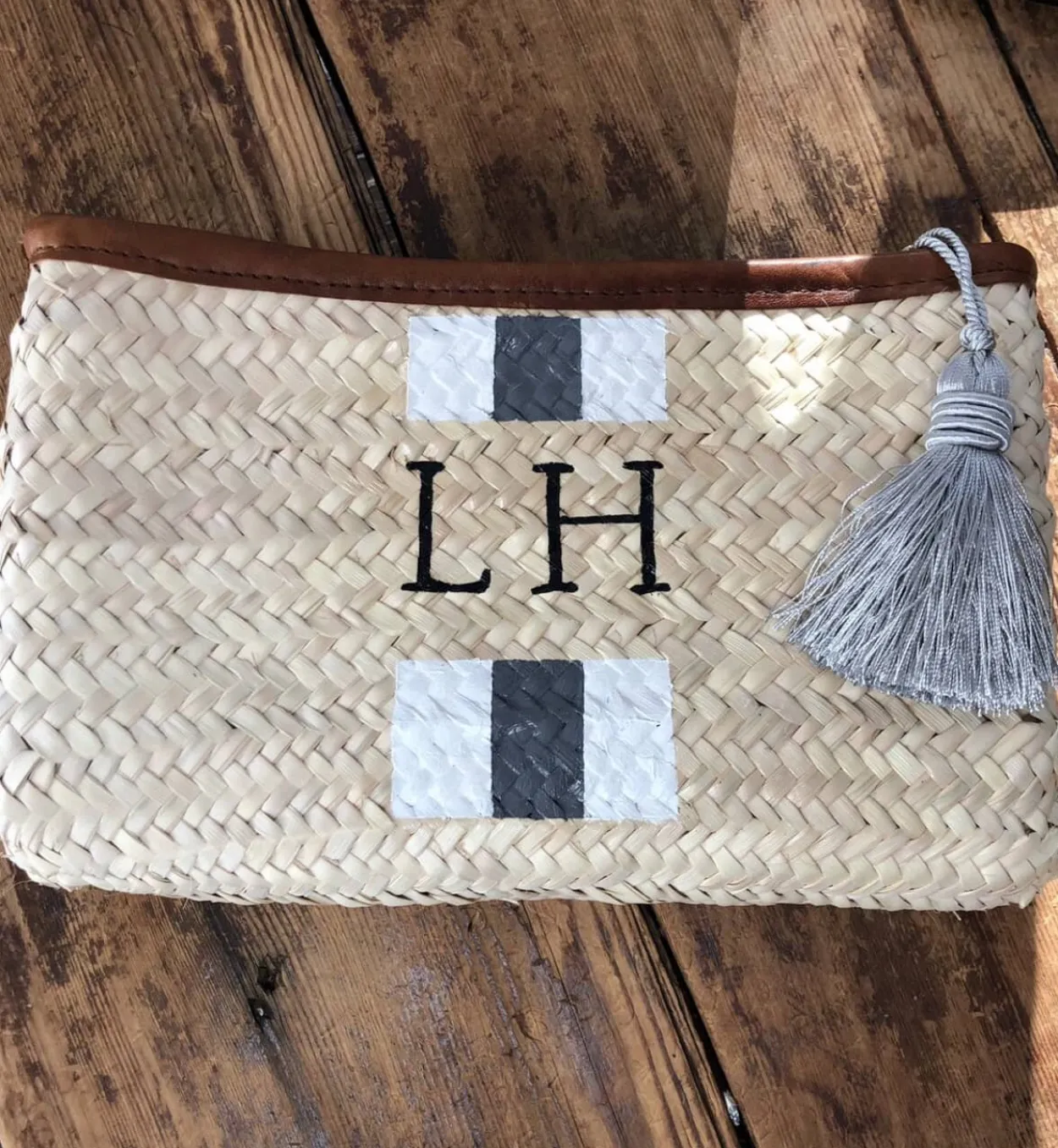 Bonita's Personalised Palm Leaf Clutch - Stripes