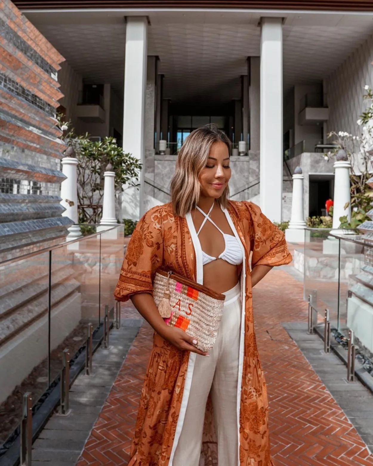 Bonita's Personalised Palm Leaf Clutch - Stripes