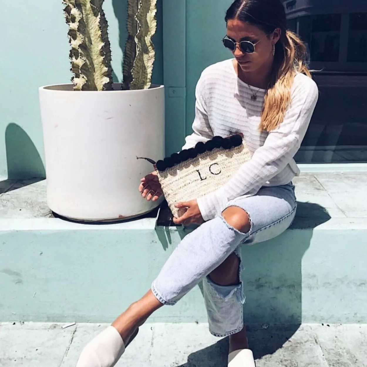 Bonita's Personalised Palm Leaf Clutch - With Monogram