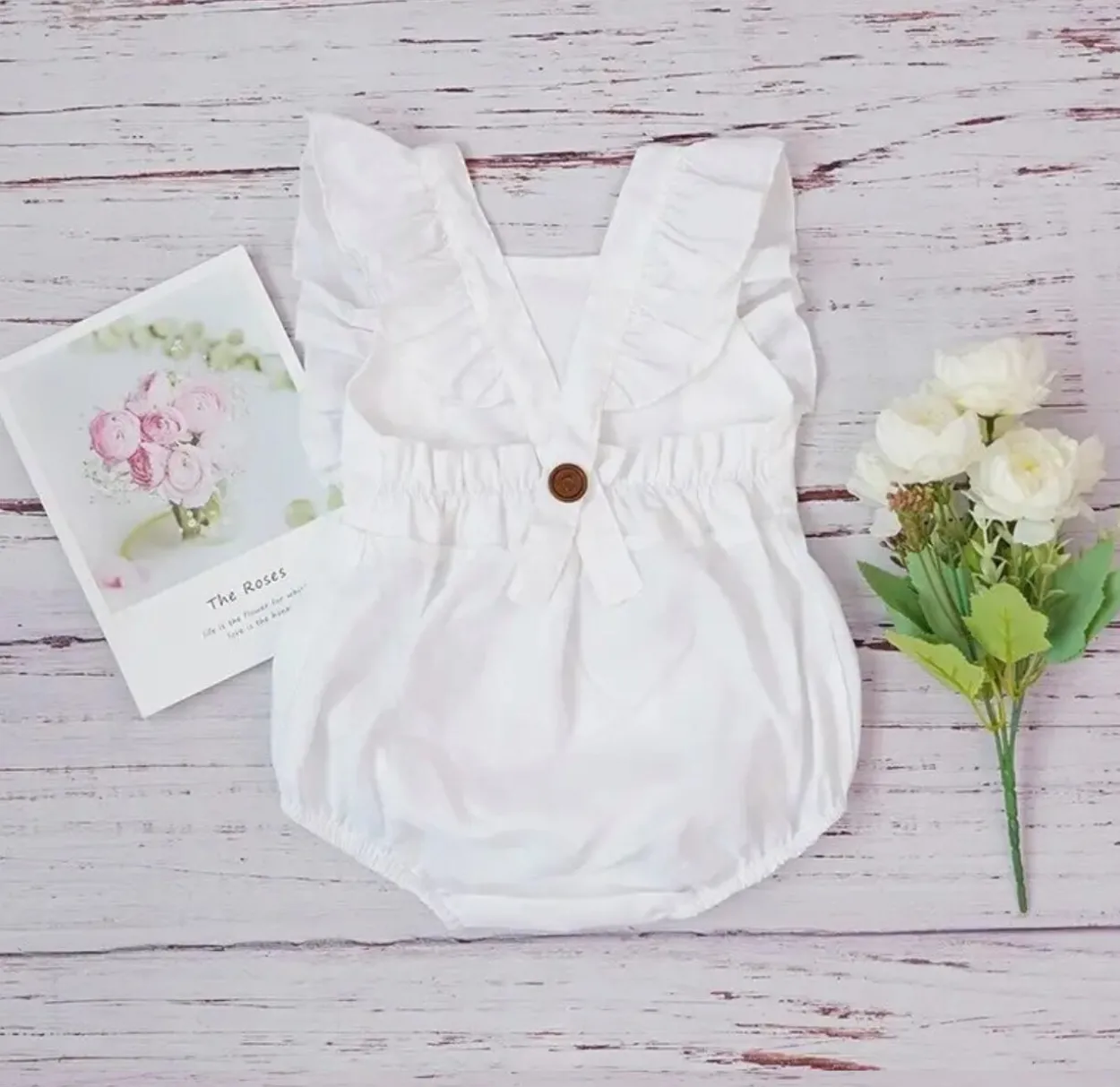 Bonita's Personalised Ruffle Romper - White
