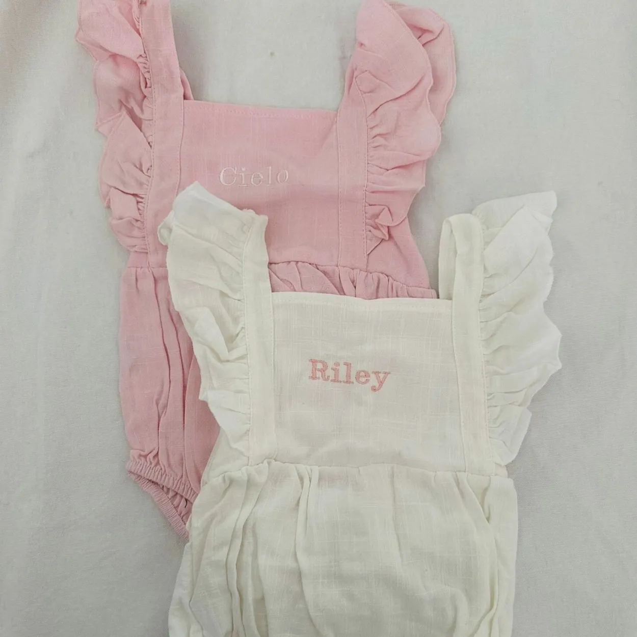 Bonita's Personalised Ruffle Romper - White