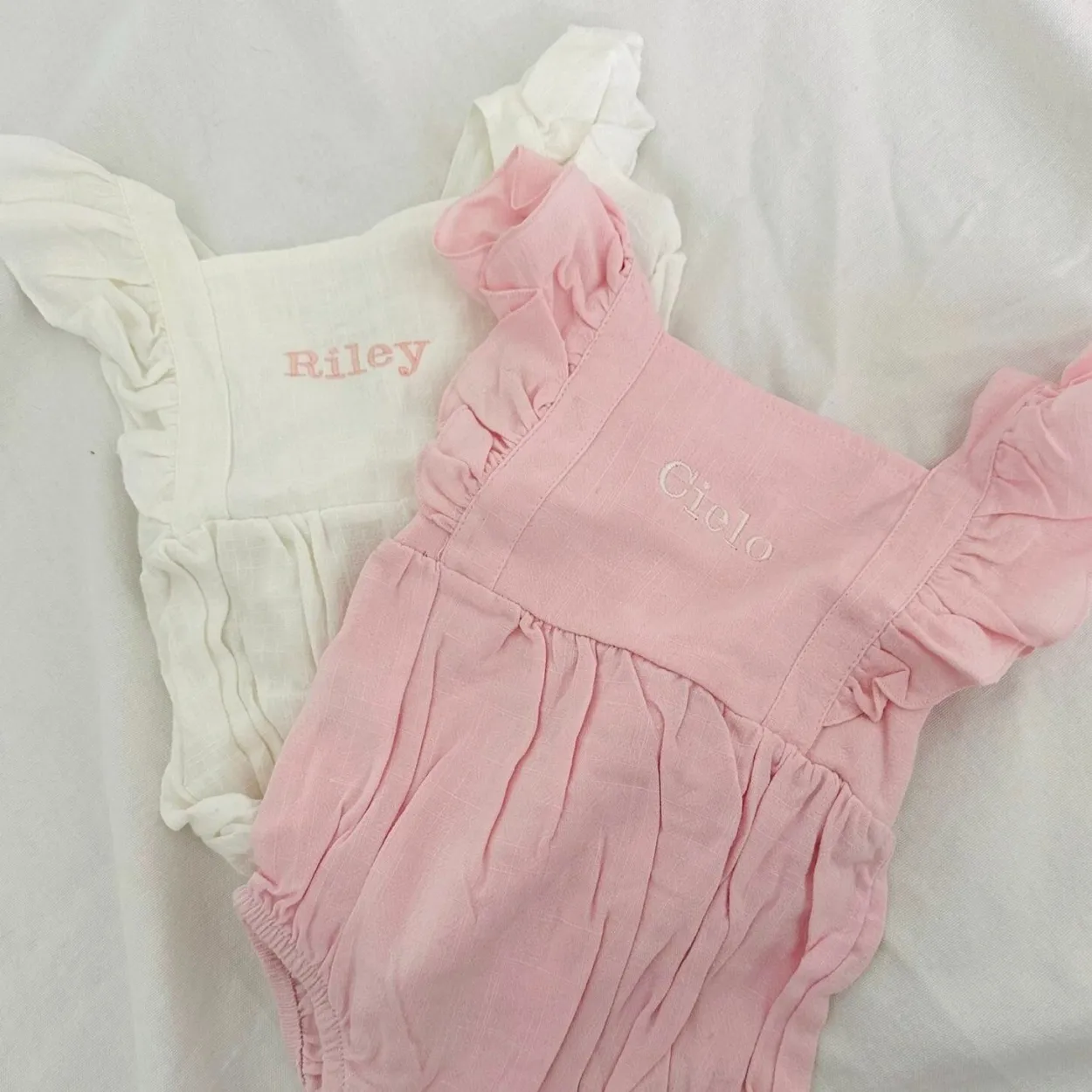 Bonita's Personalised Ruffle Romper - White