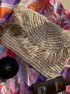 Bonita's Raffia Fringe Beach Clutch