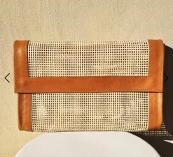 Bonita's Rattan & Leather Clutch
