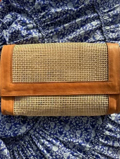 Bonita's Rattan & Leather Clutch