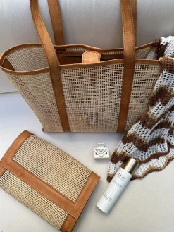 Bonita's Rattan & Leather Clutch