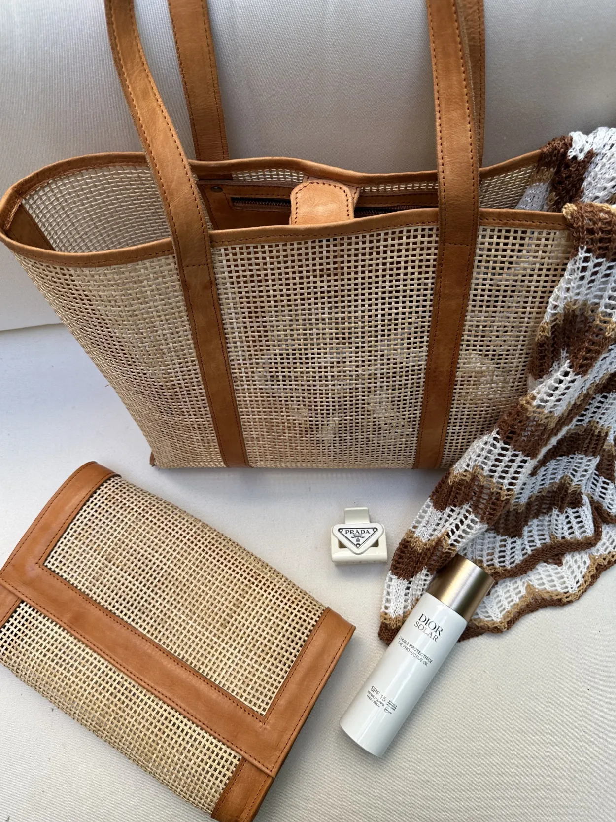 Bonita's Rattan & Leather Clutch