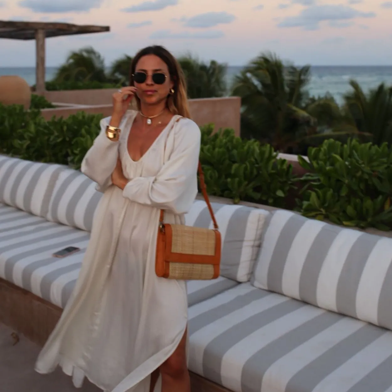 Bonita's Rattan & Leather Clutch