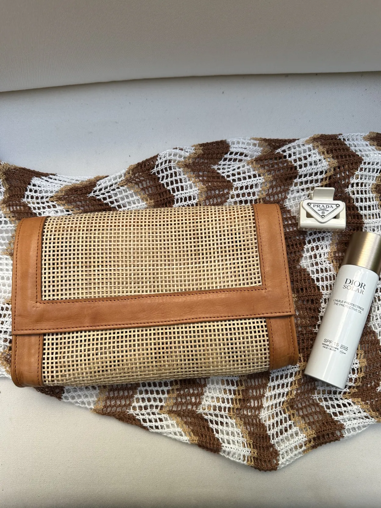 Bonita's Rattan & Leather Clutch