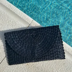 Bonita's Rattan Clutch Bag - Black