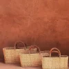 Bonita's Reed Storage Baskets with Leather Handles