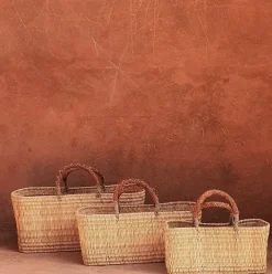 Bonita's Reed Storage Baskets with Leather Handles