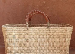 Bonita's Reed Storage Baskets with Leather Handles