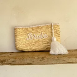Bride White Wool Tassel Clutch
