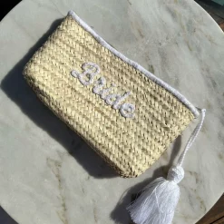 Bride White Wool Tassel Clutch