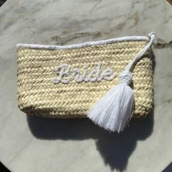 Bride White Wool Tassel Clutch