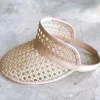 Child Leather & Rattan Beach Visor - Cream