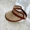 Child Leather & Rattan Beach Visor - Tan