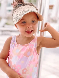 Child Rattan Beach Visor - Cream