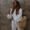Cream Raffia Fringe Bag