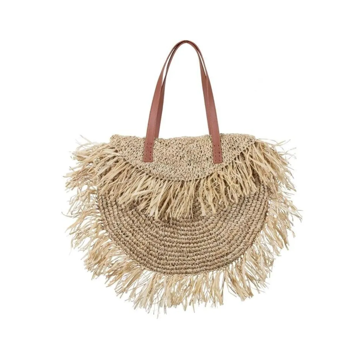 Cream Raffia Fringe Bag