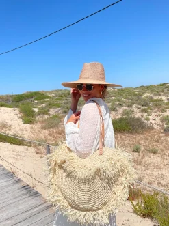 Cream Raffia Fringe Bag