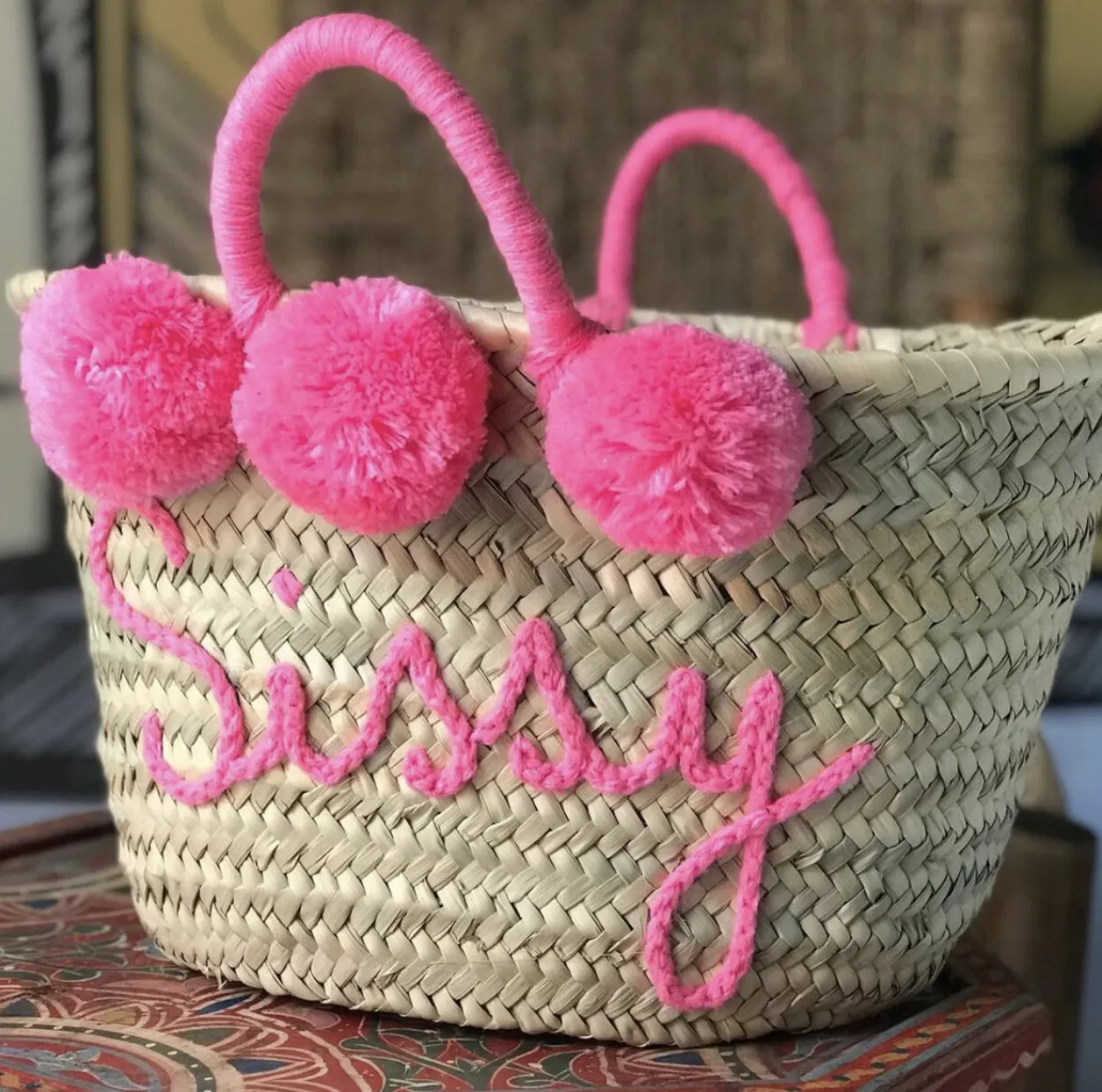 Medium Personalised Pom Pom Basket