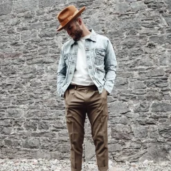 Men's Classic Stiff Brim Wool Fedora - Tan
