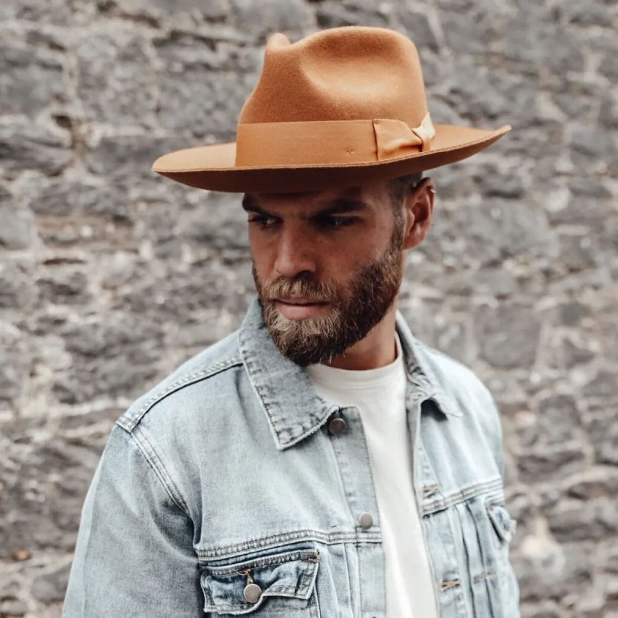 Men's Classic Stiff Brim Wool Fedora - Tan