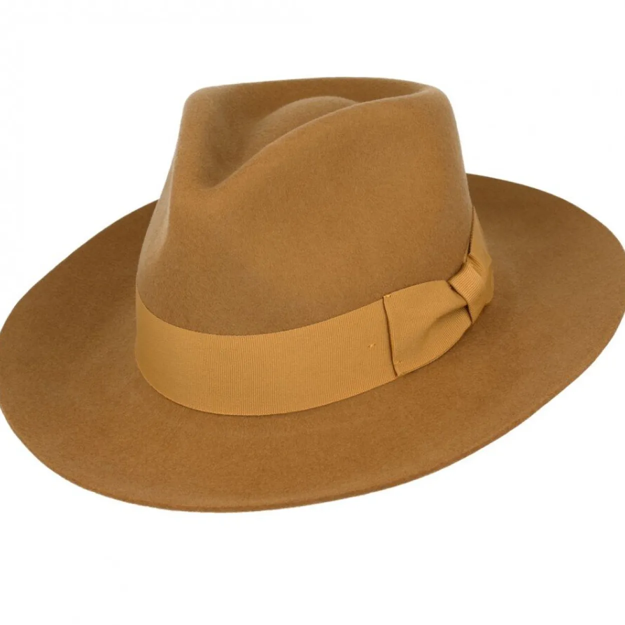 Men's Classic Stiff Brim Wool Fedora - Tan