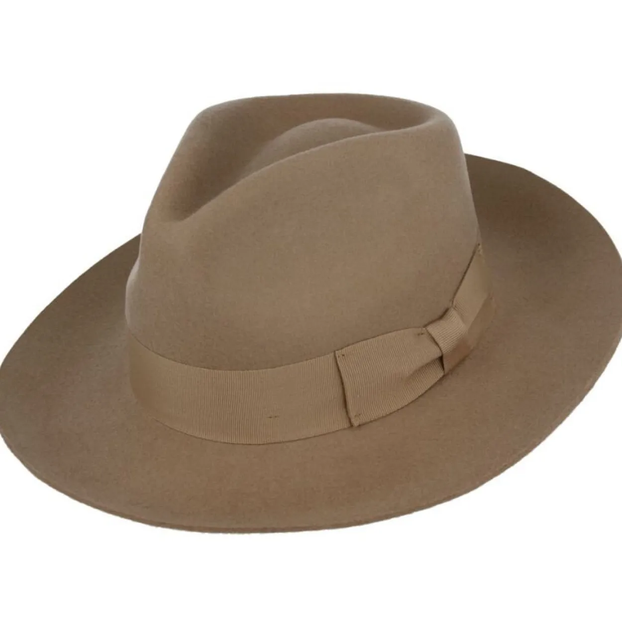 Men's Classic Stiff Brim Wool Fedora - Mocha