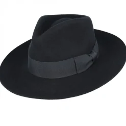 Men's Classic Stiff Brim Wool Fedora - Black