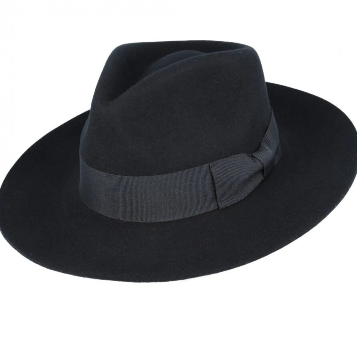 Men's Classic Stiff Brim Wool Fedora - Black