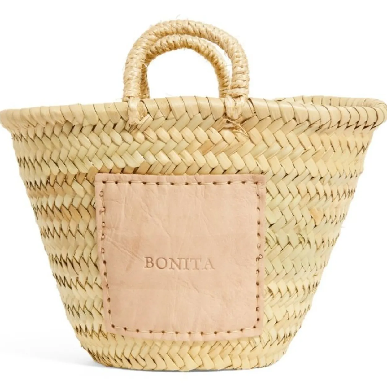 Mini Leather Patch 'Bonita' Palm Basket