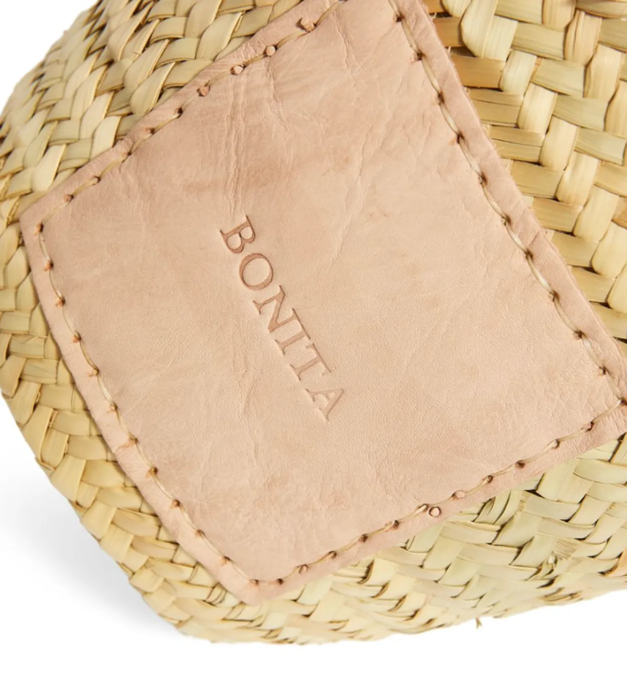 Mini Leather Patch 'Bonita' Palm Basket