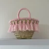 Mini Pink Tassel Palm Basket