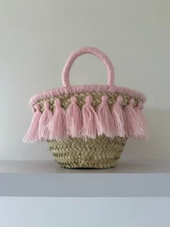Mini Pink Tassel Palm Basket