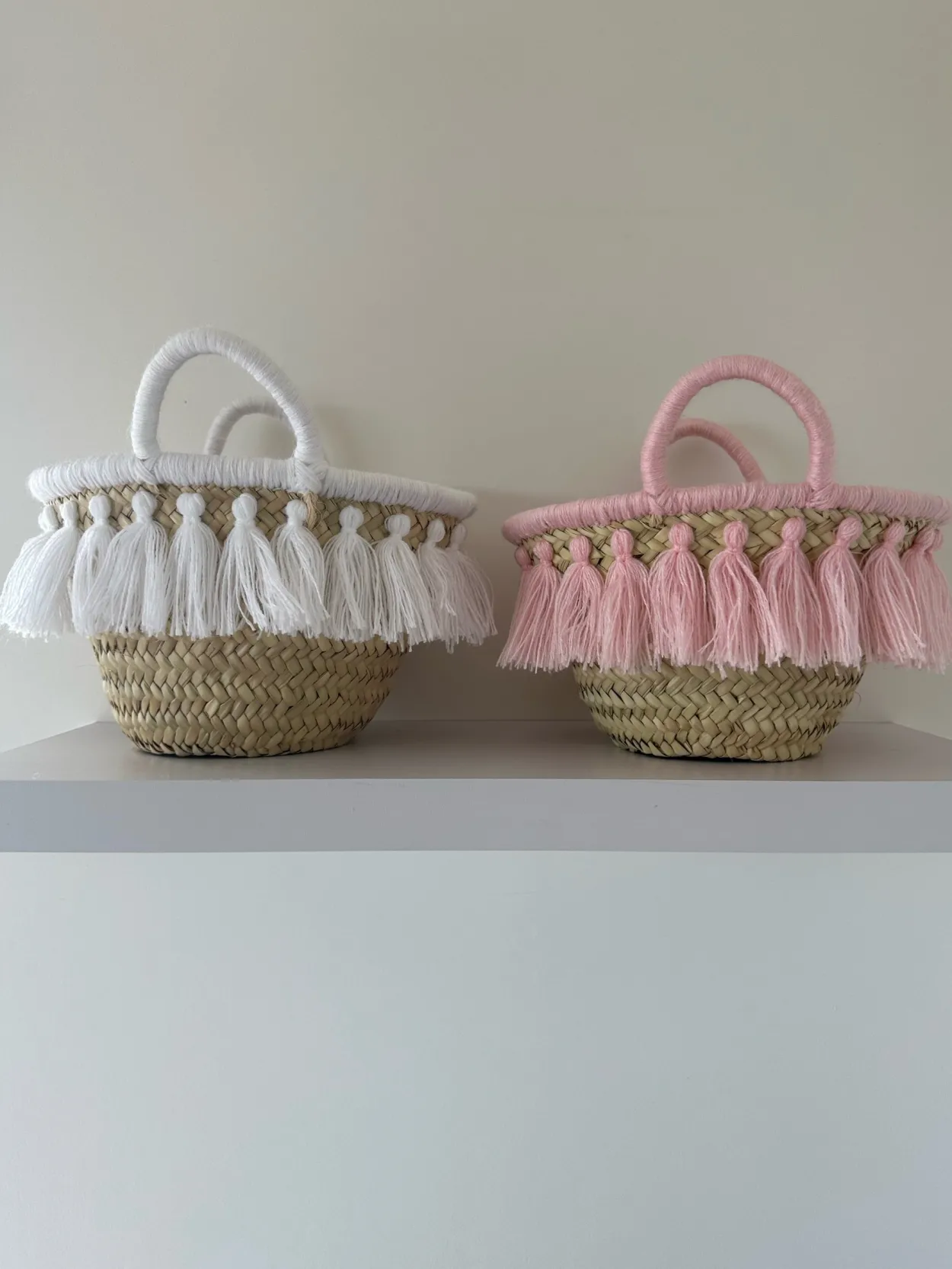 Mini Pink Tassel Palm Basket