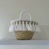 Mini White Tassel Palm Basket