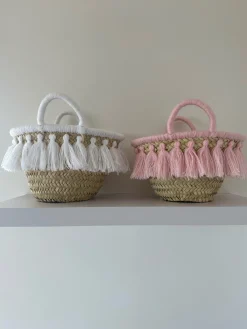 Mini White Tassel Palm Basket