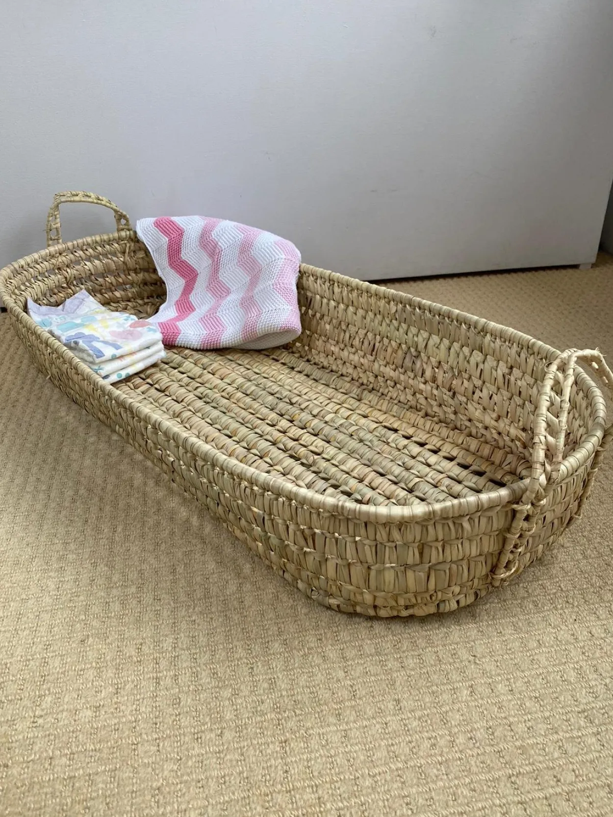 Moroccan Baby Changing Basket with handles