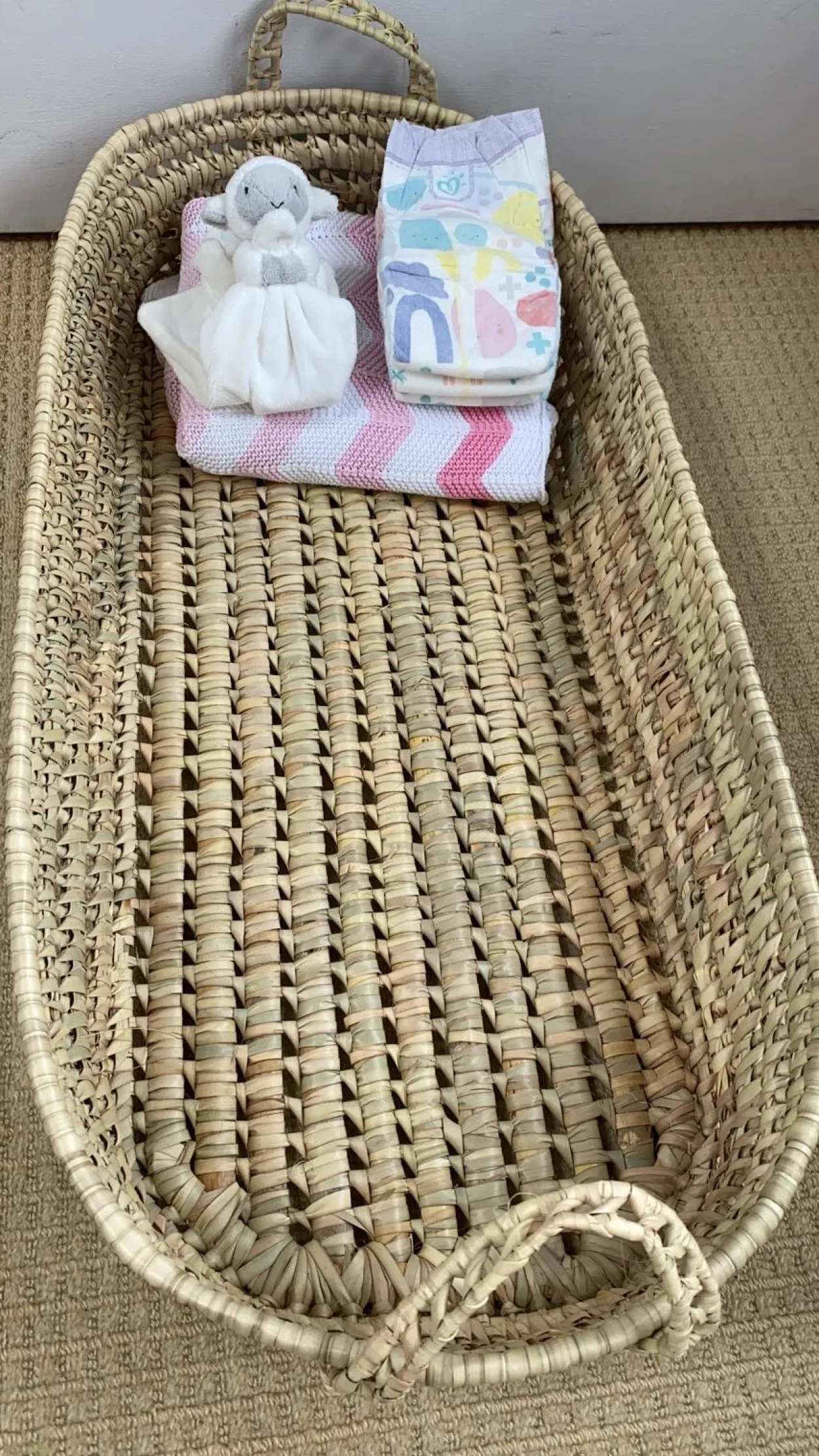 Moroccan Baby Changing Basket with handles