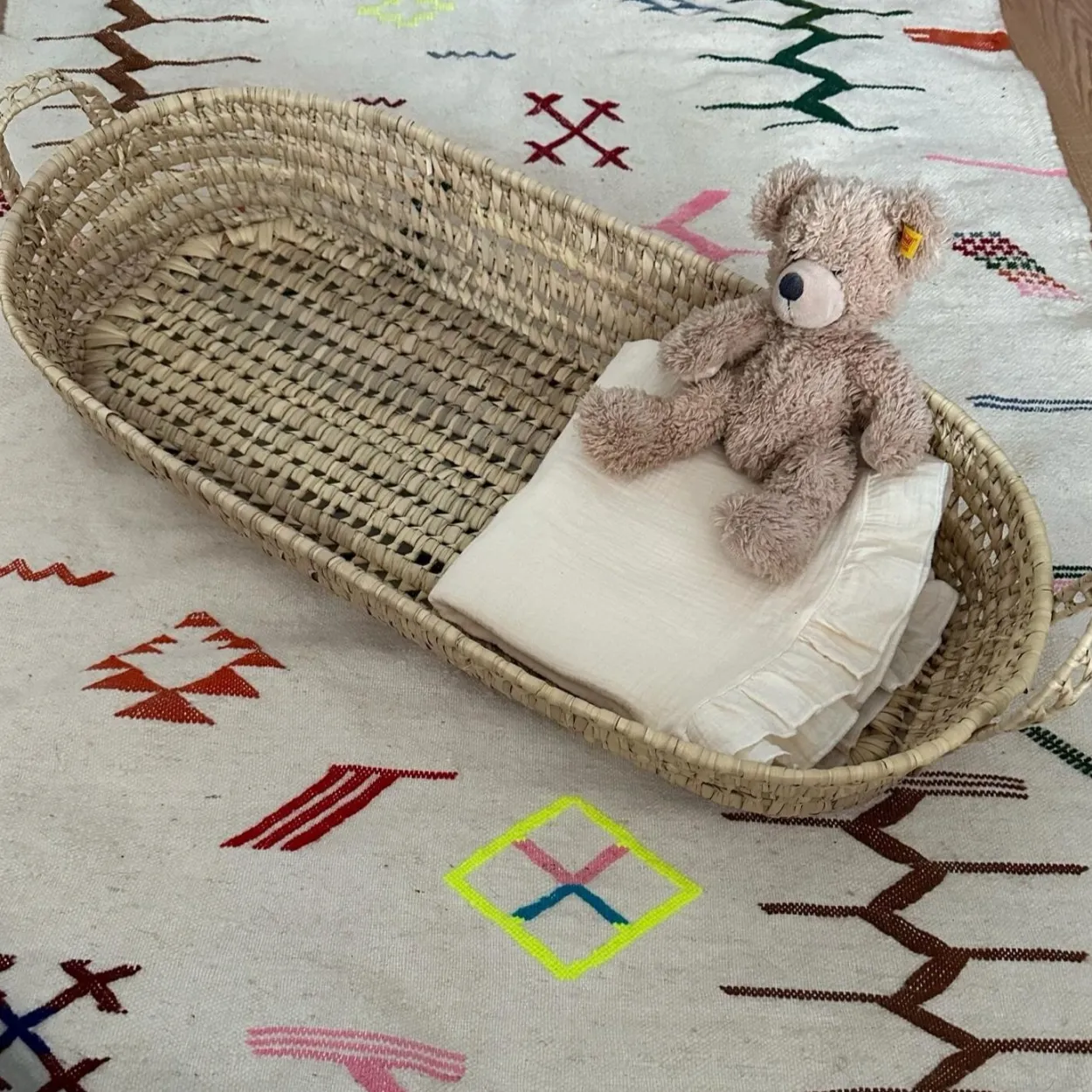 Moroccan Baby Changing Basket with handles