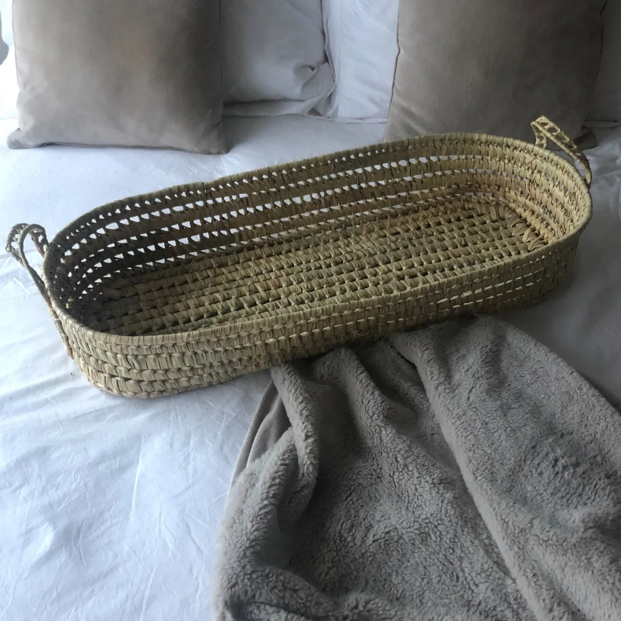 Moroccan Baby Changing Basket with handles