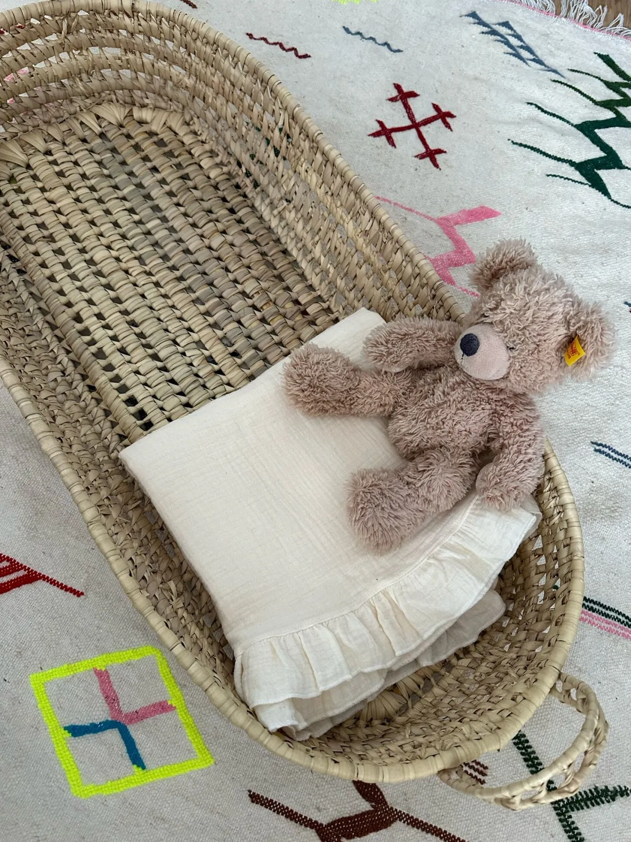 Moroccan Baby Changing Basket with handles