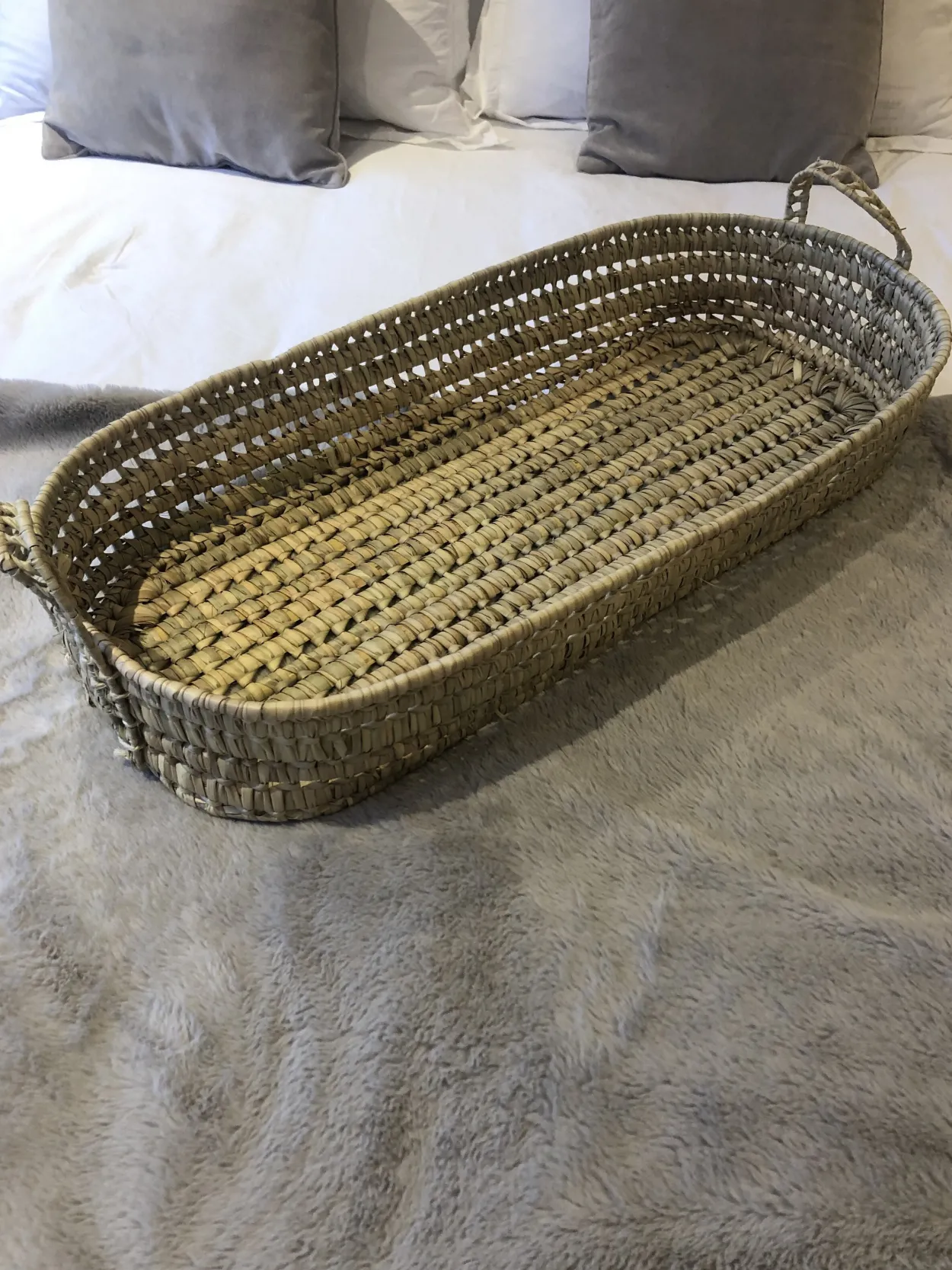 Moroccan Baby Changing Basket with handles