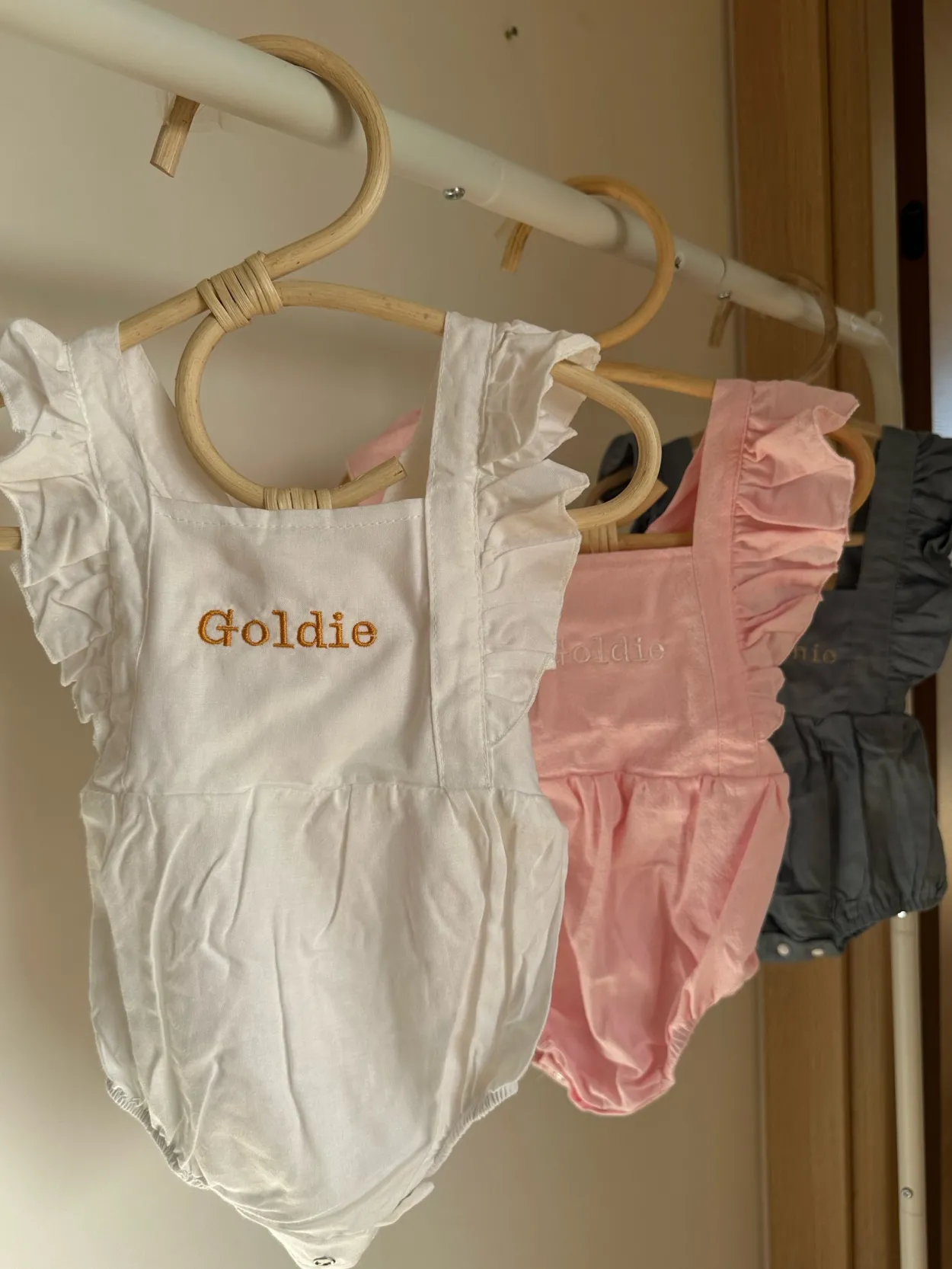 Personalised Pink Ruffle Baby Romper